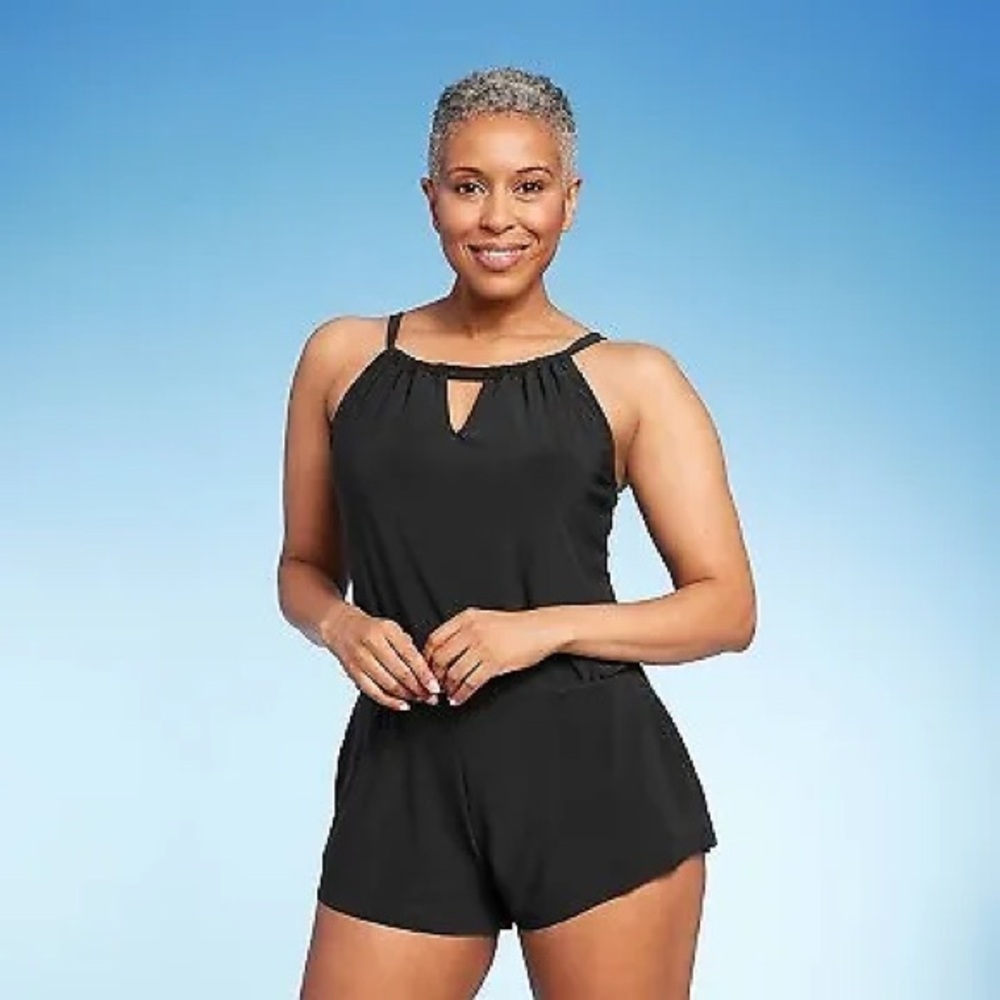 Aqua green swim suit romper size small